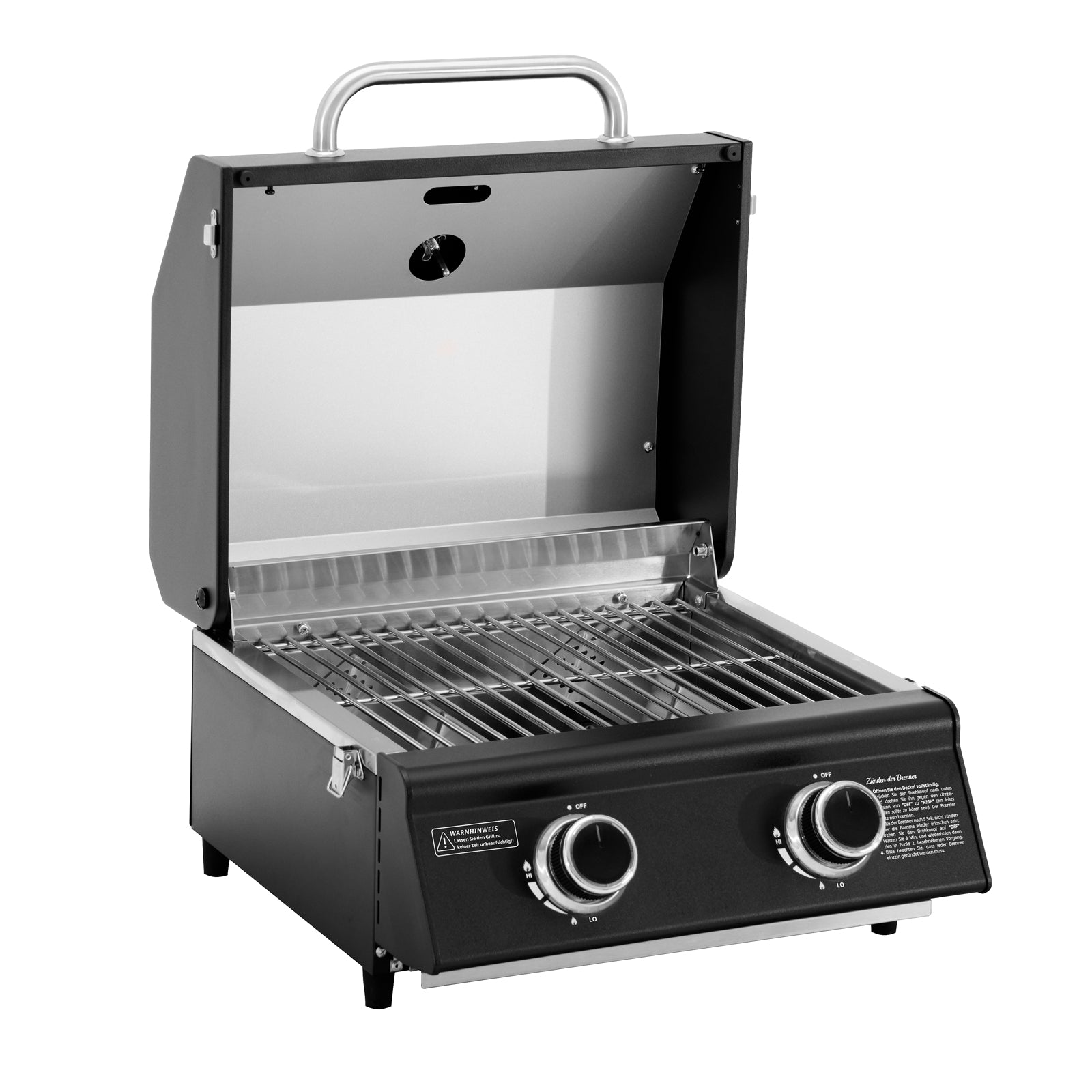 TAINO PLATINUM COMPACT DARK Gas Tischgrill - geöffneter Deckel