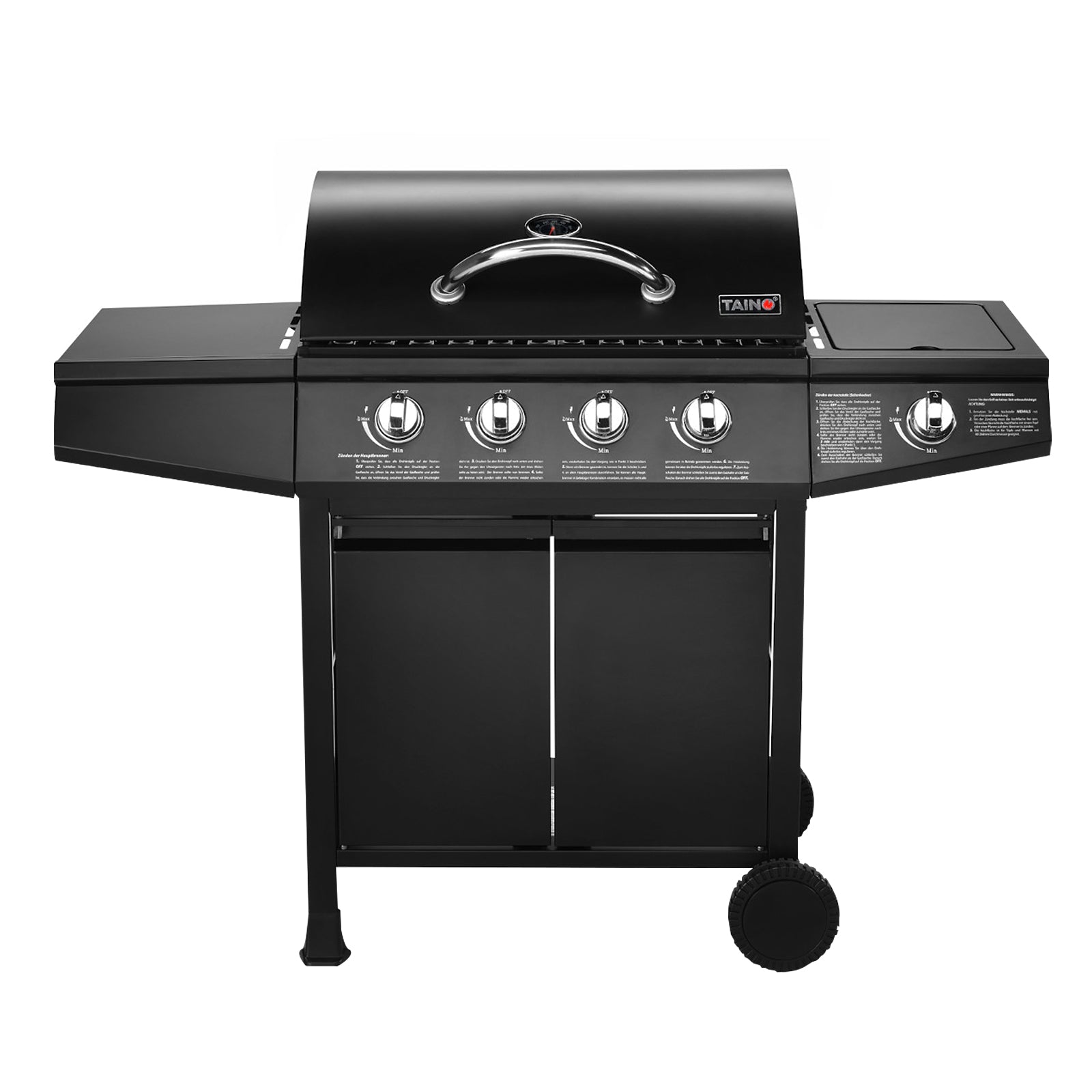 Frontalansicht TAINO Basic 4+1 Gasgrill 4-Brenner mit Kochplatte