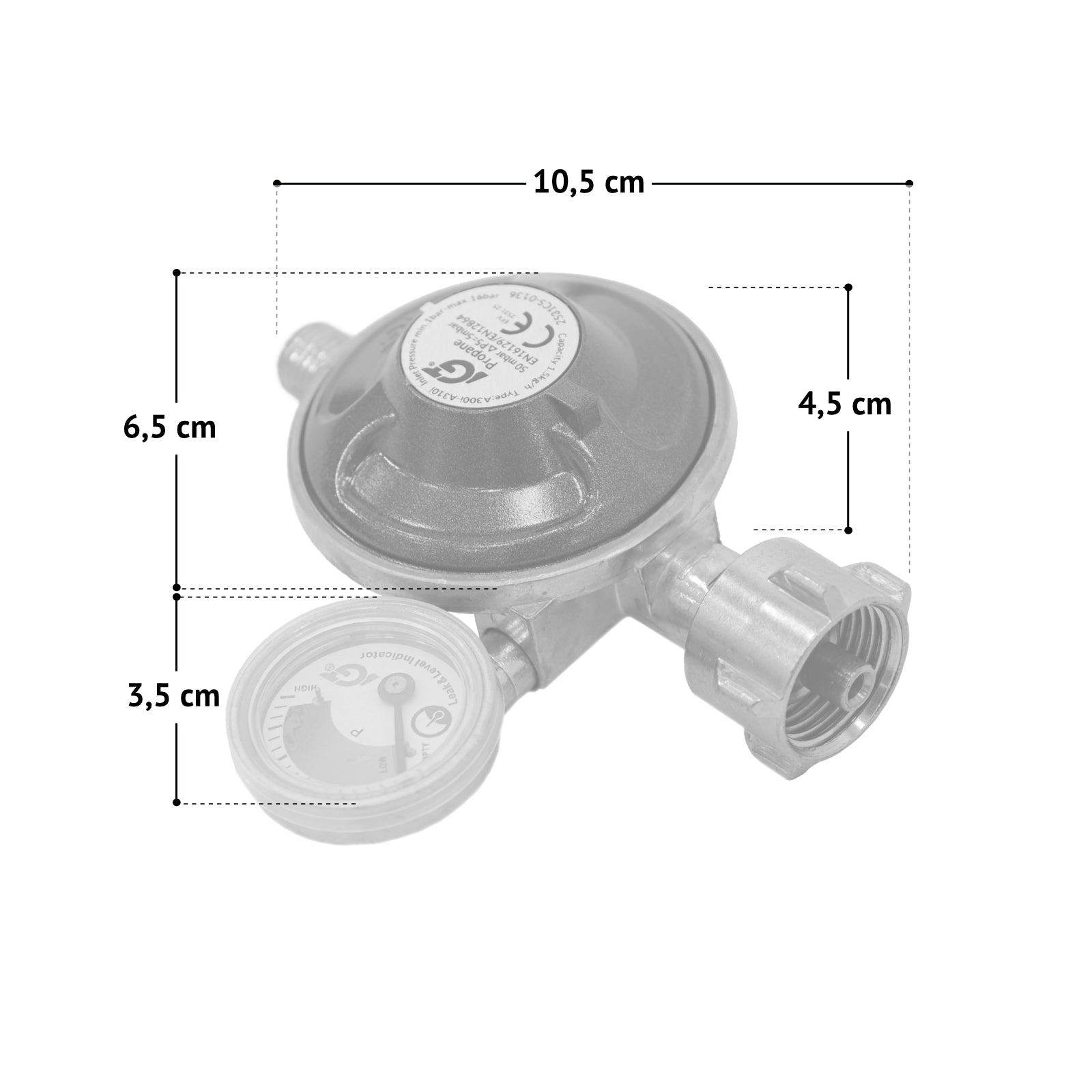 Gasdruckregler Manometer mit Schlauch