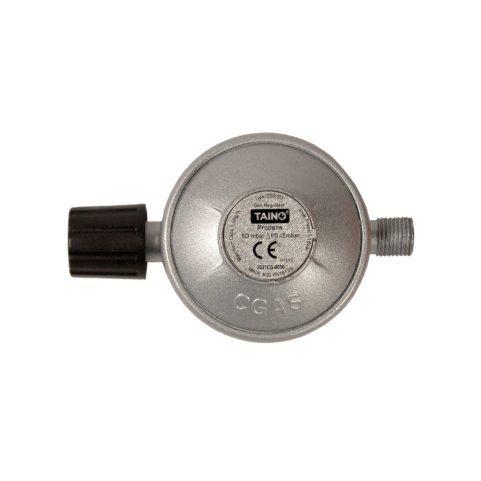 CGAS Gasdruckminderer 7/16" auf 1/4" LH 50 mbar