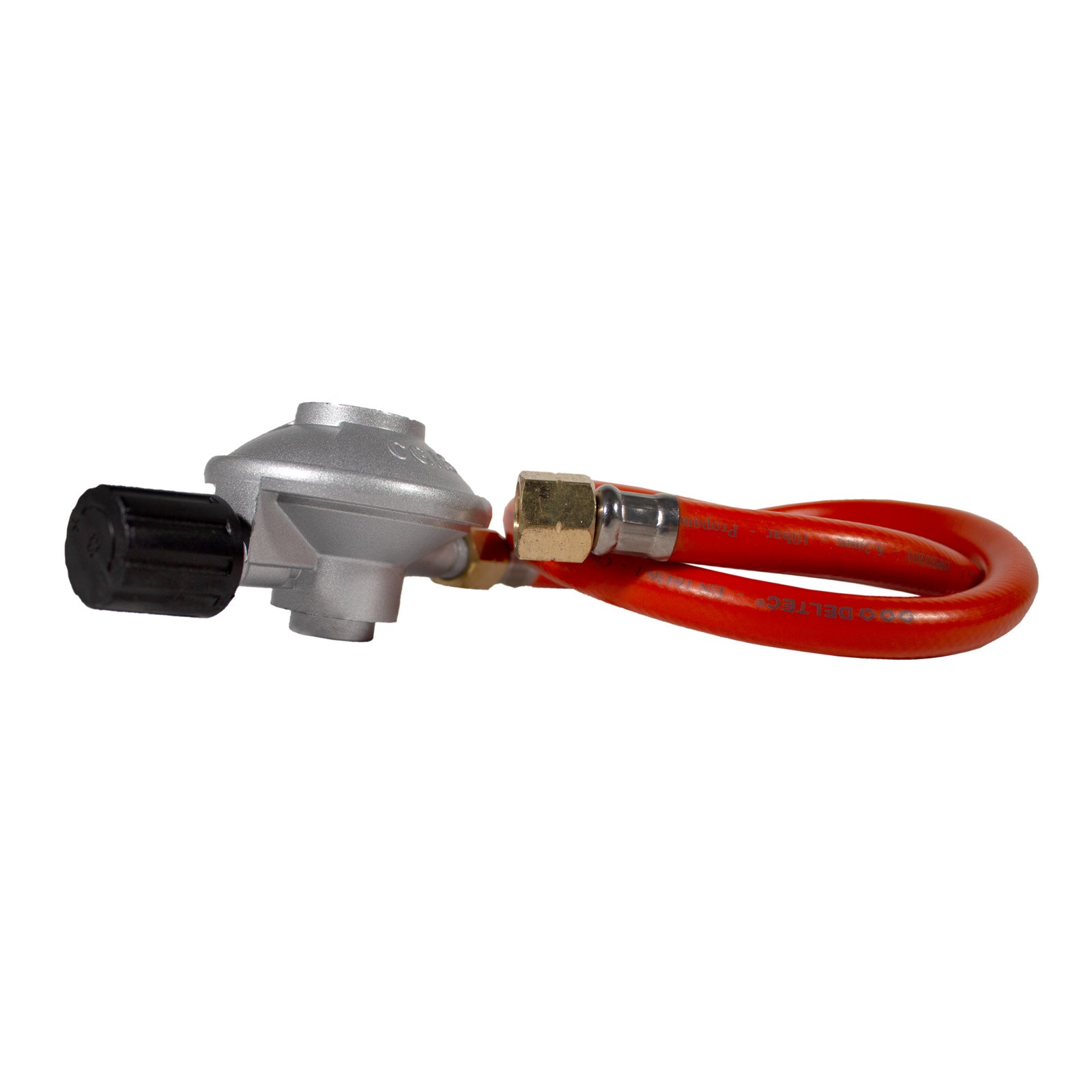 Gasdruckminderer mit Schlauch 7/16" auf 1/4" LH 50 mbar 