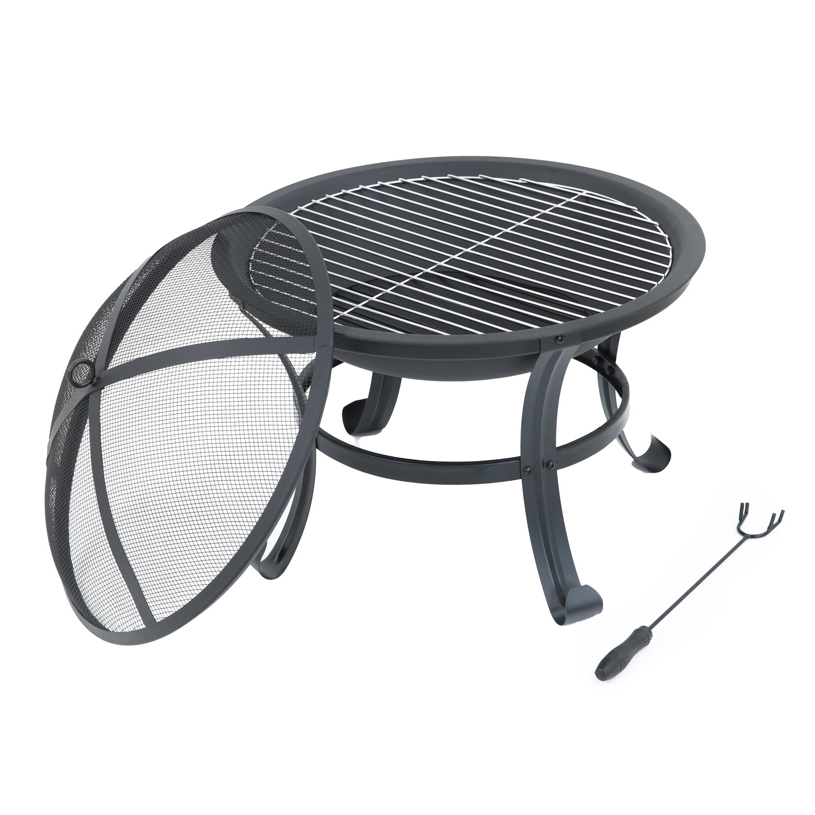 TAINO Feuerschale mit Grill und Funkenschutz - Deckel abnehmbar