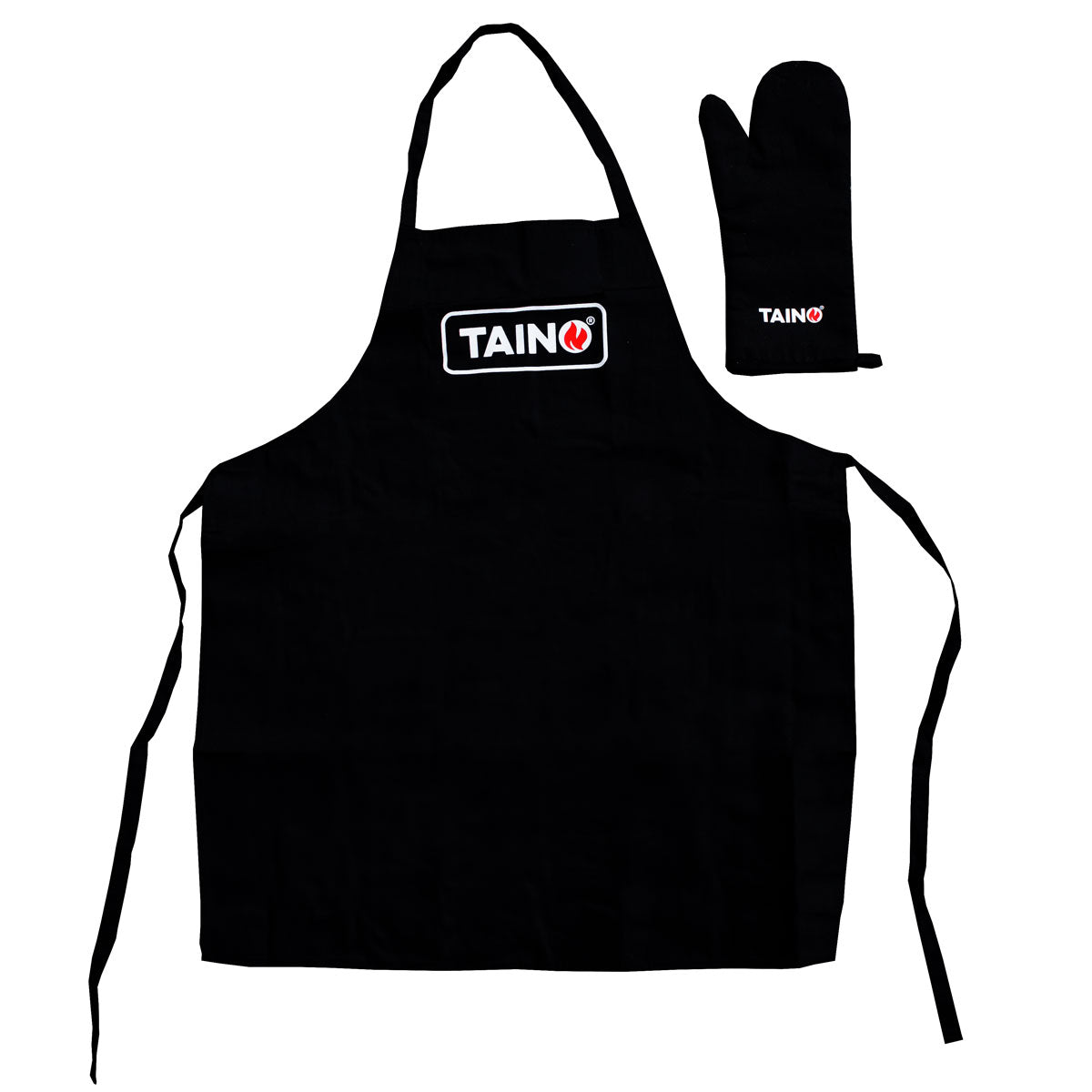  Set mit Grillschürze und Grillhandschuh  in schwarz mit TAINO-Logo