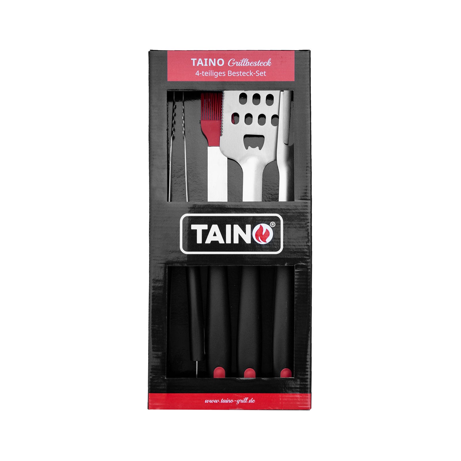 4-teiliges Grillbesteck-Set in Kartonverpackung