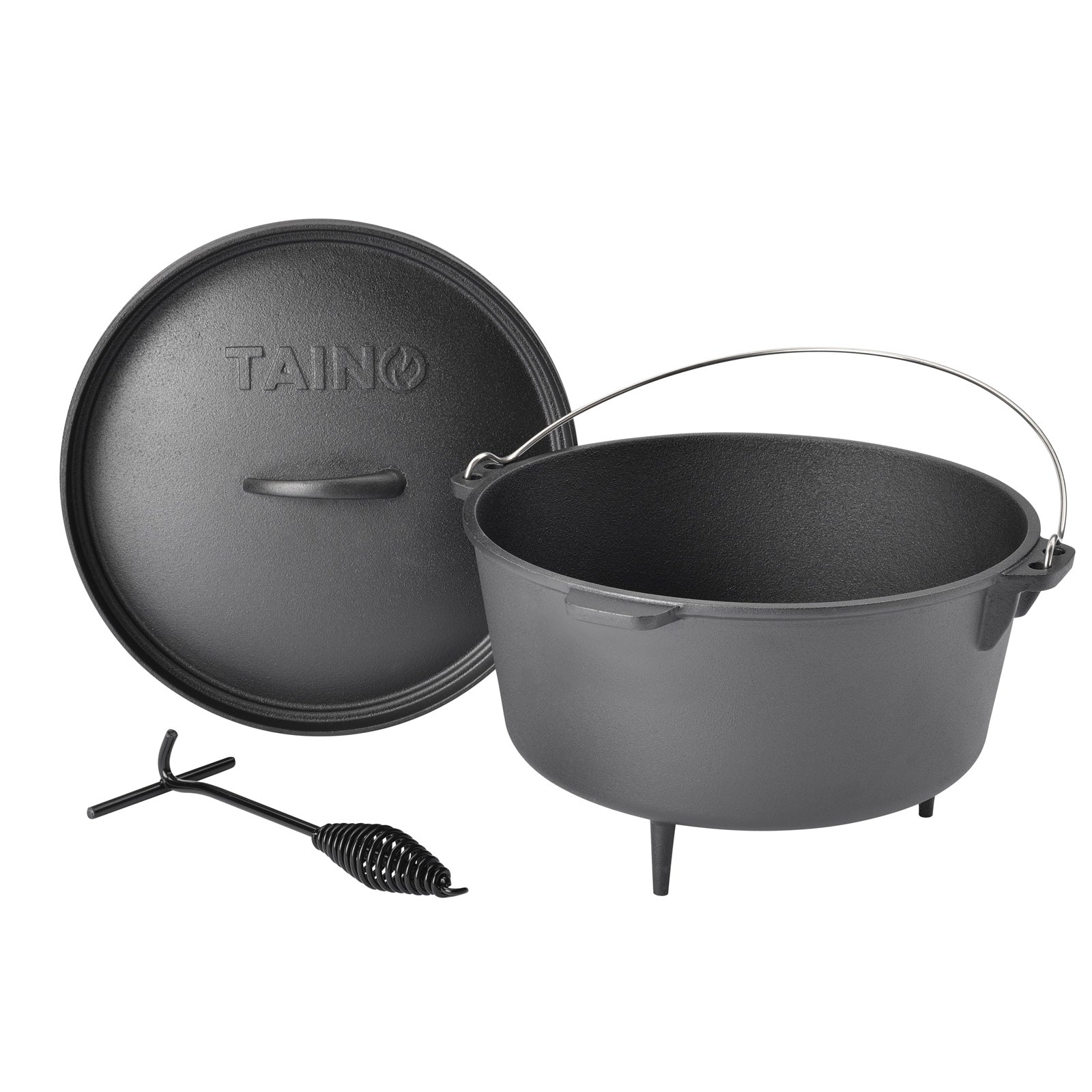 TAINO Dutch Oven 8 Liter mit Deckel, Standfüßen und Haken
