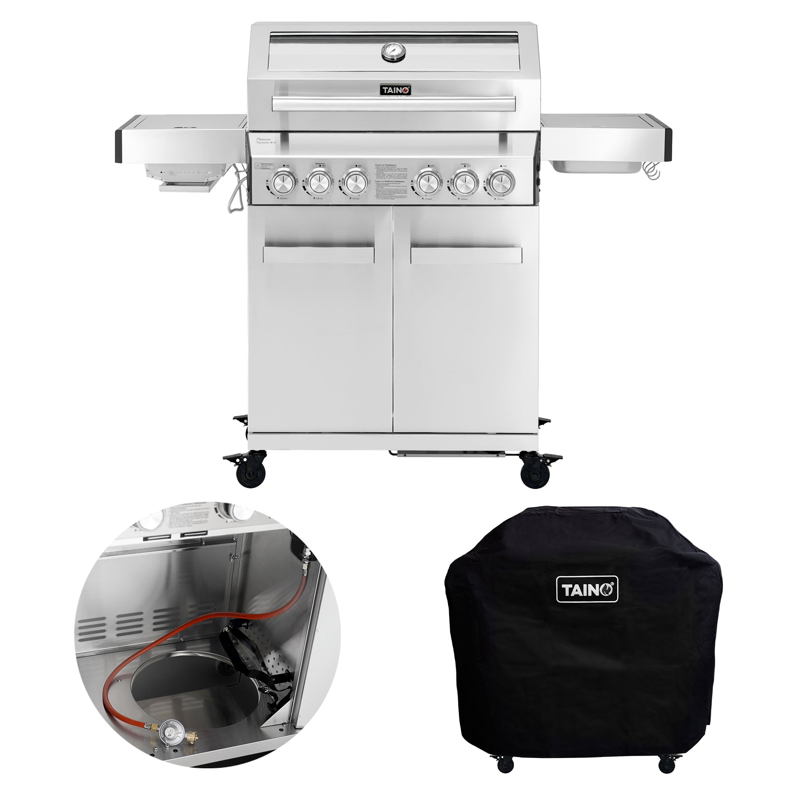 TAINO PLATINUM YAMARA 4+2 Edelstahl Gasgrill im Set mit Abdeckhaube