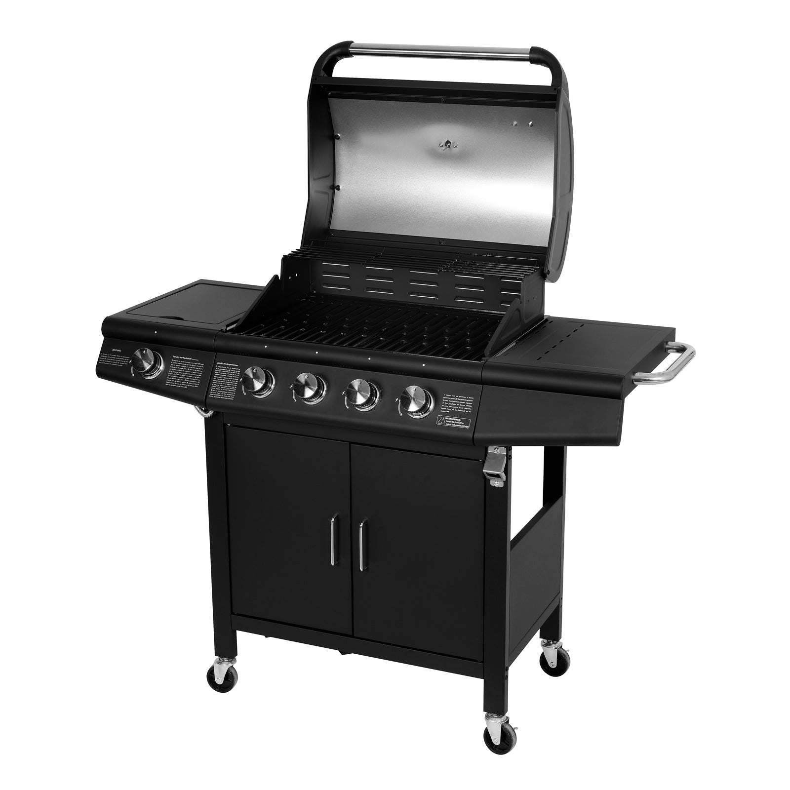 Set RED 4+1 + Grillplatte + Gasregler + Grillbesteckkoffer