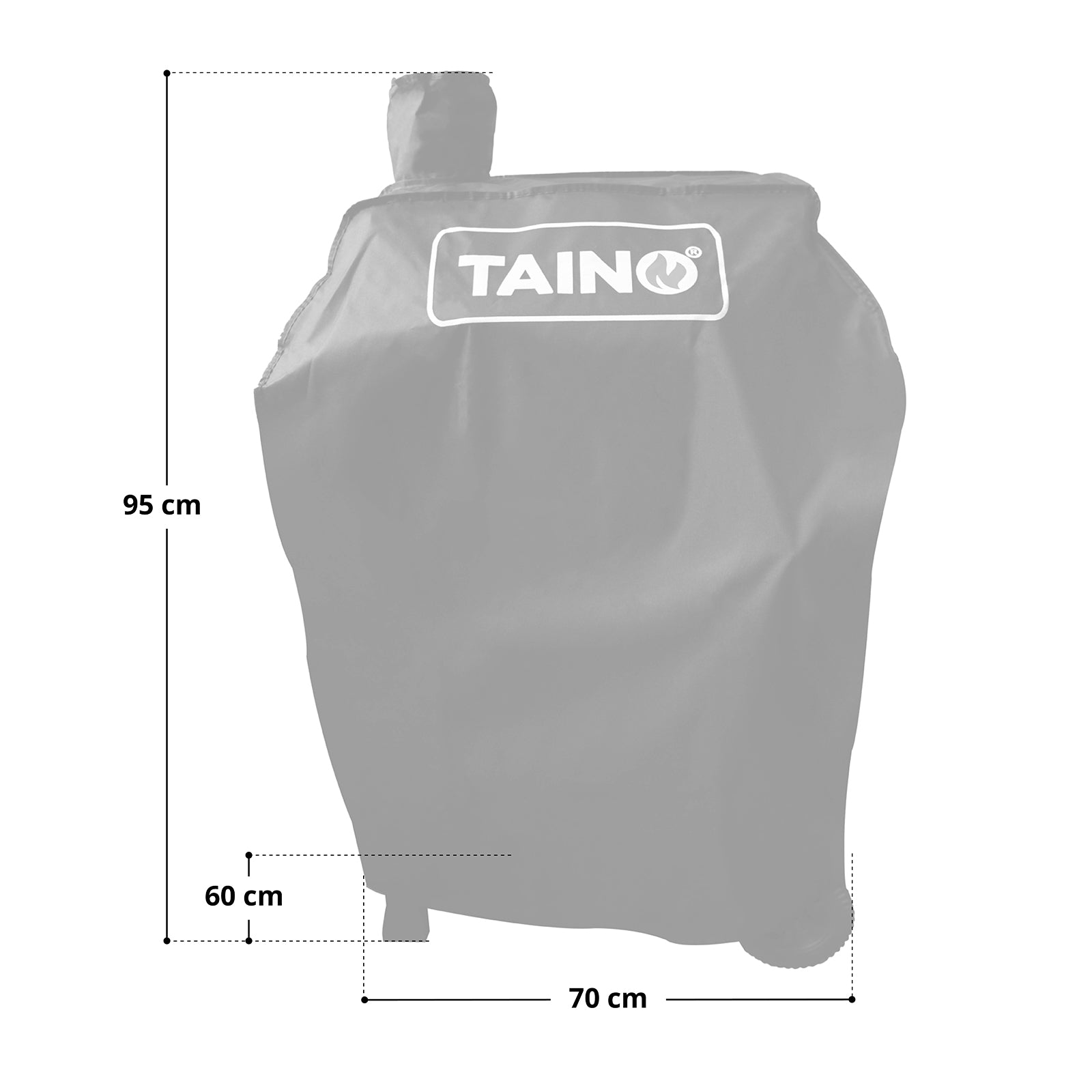 Maßbild Abdeckhaube für TAINO HERO Holzkohlegrill - Breite 70 cm, Höhe 95 cm, Tiefe 60 cm