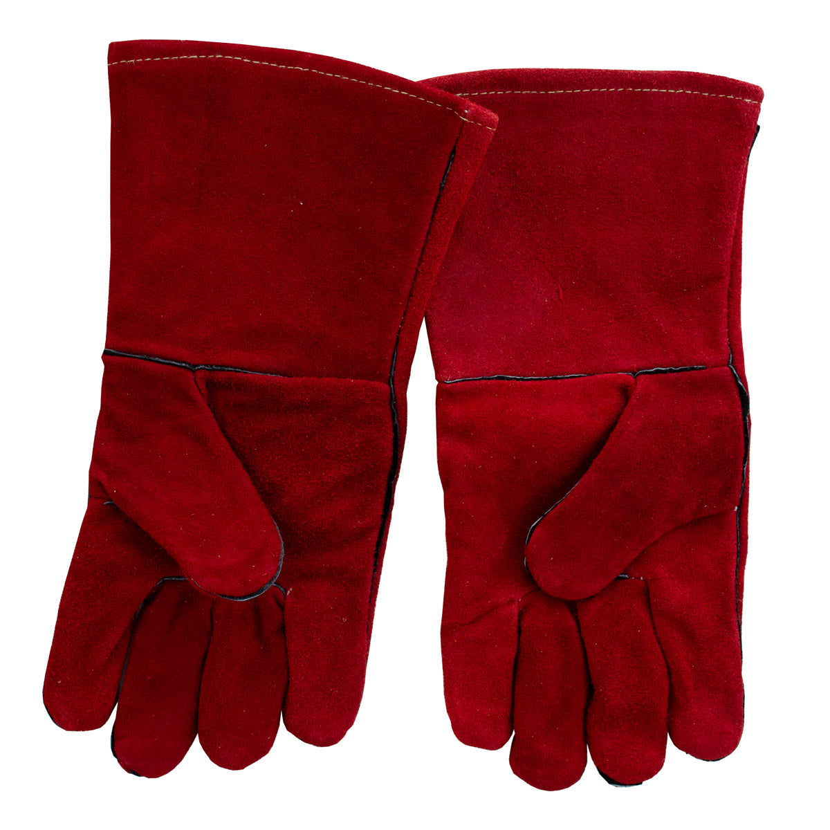 TAINO Grillhandschuhe aus rotem Leder - Ansicht der Handinnenfläche